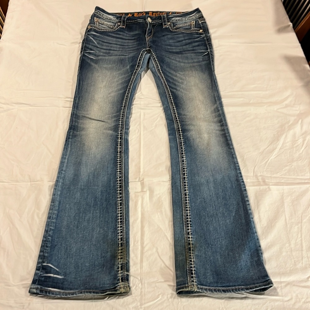 Rock Revival Leah Boot Cut Jeans, Low Rise, Size 29, inseam 33.
